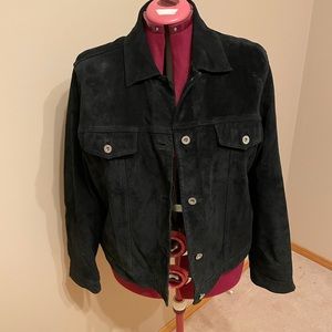 Leather jean jacket XL, Eddie Bauer Seattle Suede